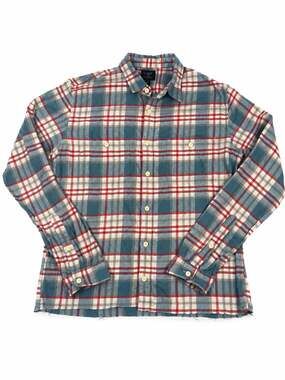 J. Crew Plaid Flannel Light Blue and Red Size Large